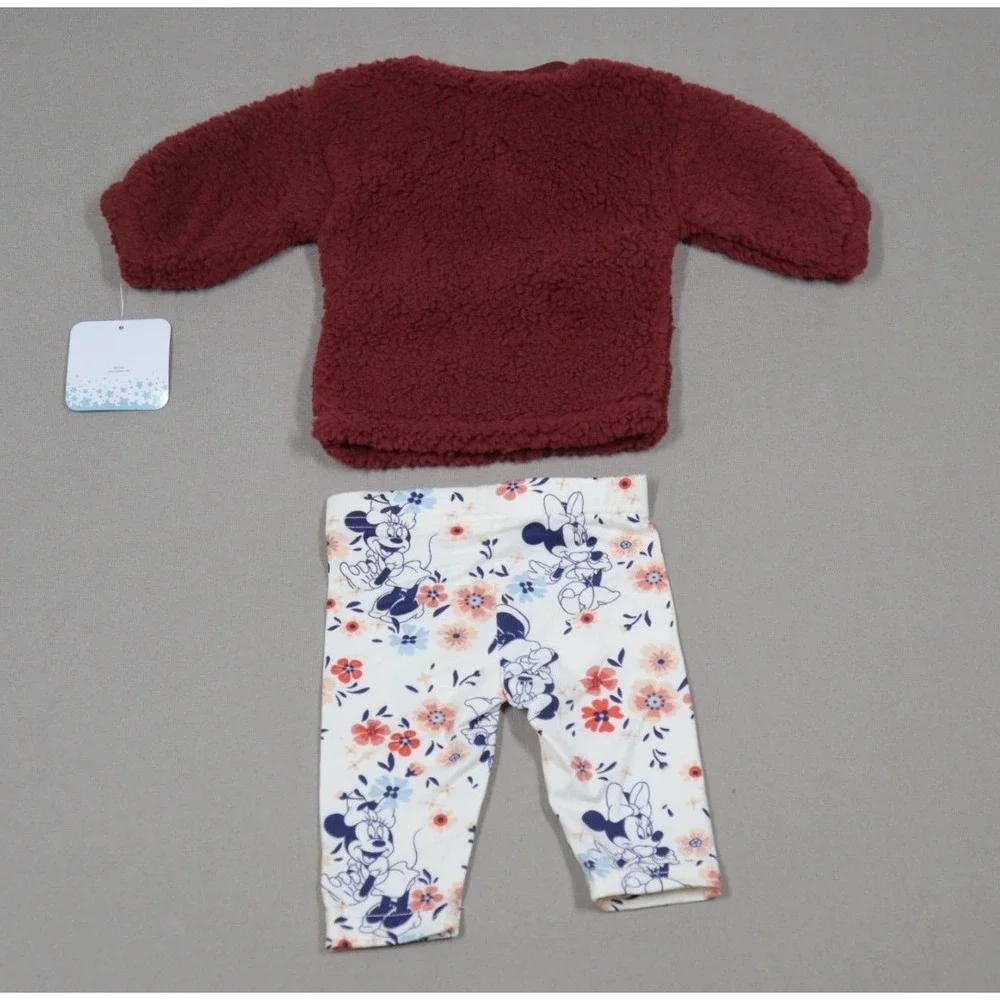 Disney Baby Girls Minnie Mouse Sherpa Top and‎ Leggings Set - Sheer Pink - 3-6M
